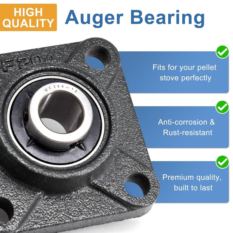 Criditpid Replacement PU-UCF204-12 Auger Bearing for Englander 25-PDVC, 55-SHP10, 25-PDV Pellet Stoves, 2 Pack Auger Bearings with Grease Fitting. - Image 3